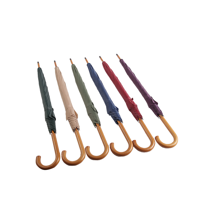 مظلة مستقيمة بمقبض خشبي ارجواني - 0E6B0064