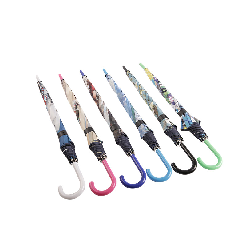 طباعة رسم المناظر الطبيعية قماش حريري مع مظلة مستقيمة مطلية باللون الأسود 0E6B0080