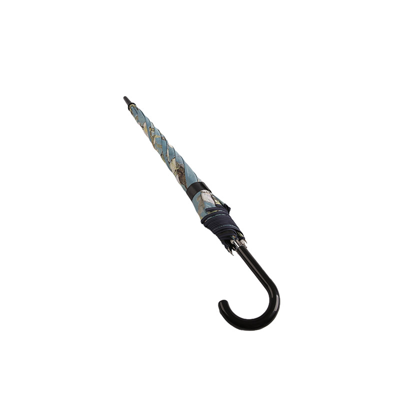 طباعة رسم المناظر الطبيعية قماش حريري مع مظلة مستقيمة مطلية باللون الأسود 0E6B0080