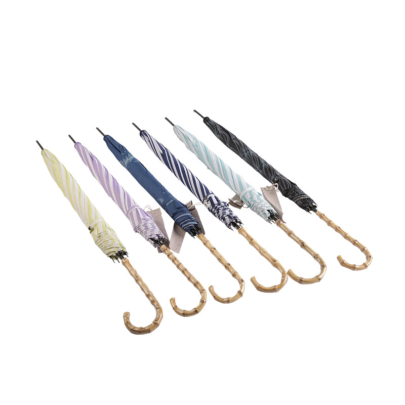 قماش حريري مخطط باللون الأزرق للشباب مع مظلة مستقيمة مطلية بالأشعة فوق البنفسجية - 0E6B0129