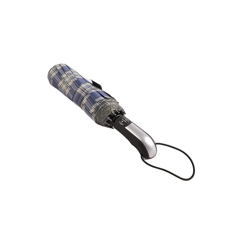 مظلة بثلاث طيات منقوشة مخططة داكنة - 0E6B0533